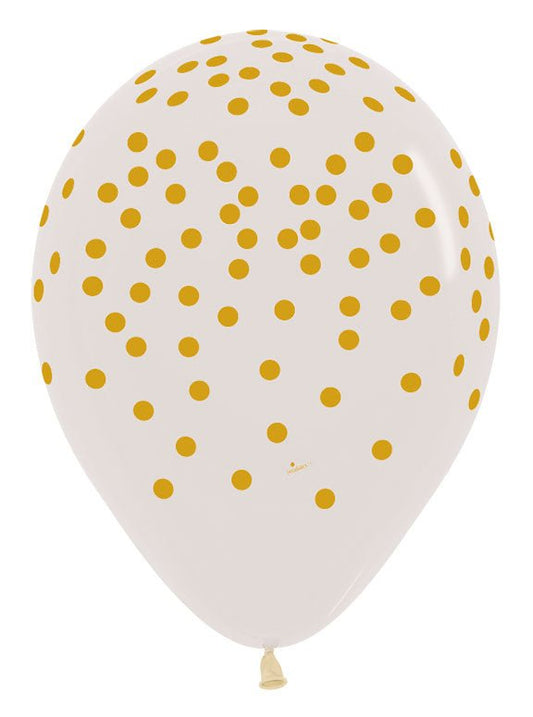 11" Gold Confetti Print on Clear (50ct) - Sempertex