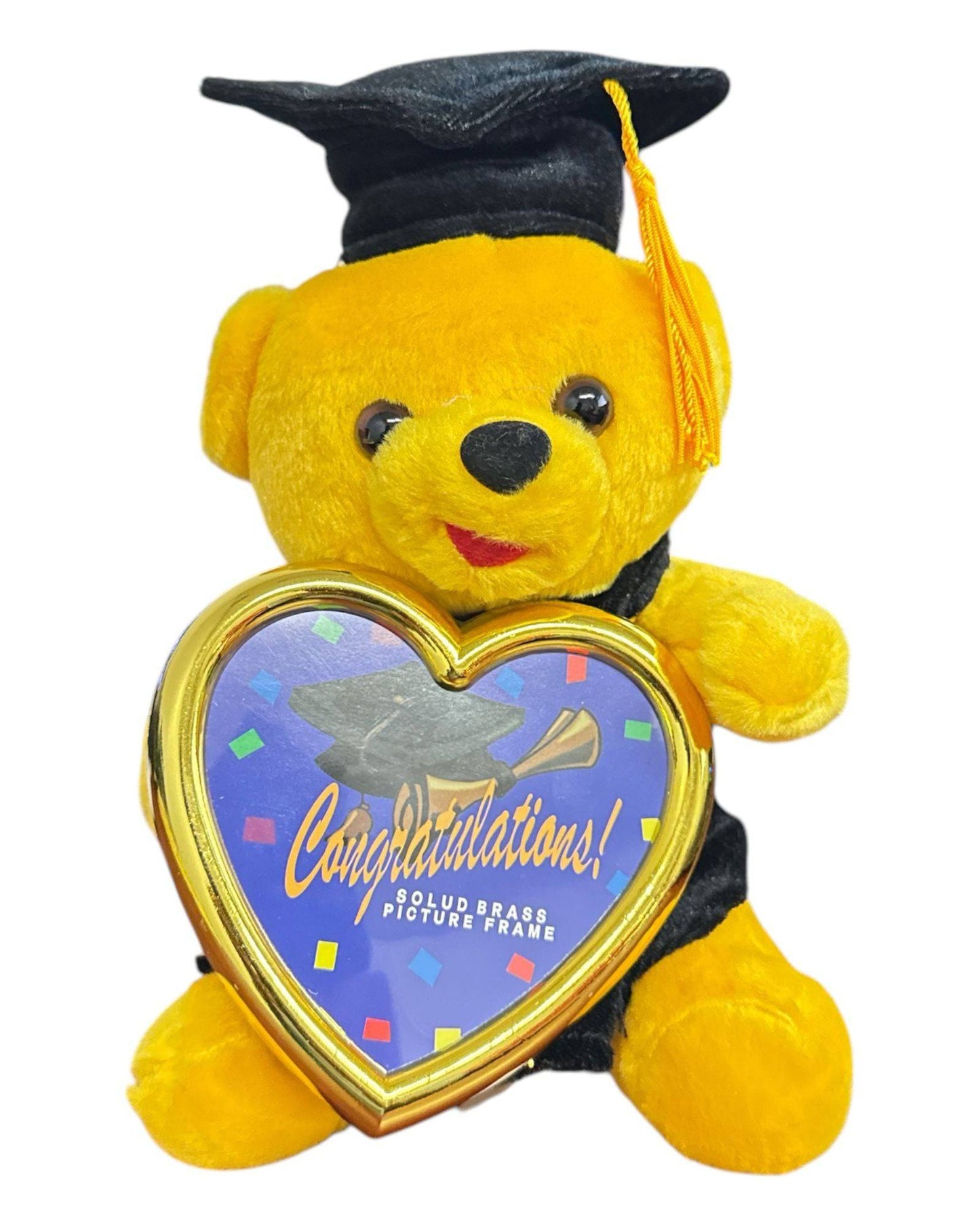 13" Yellow Teddy Bear - Congratulations Graduate! With Cap and Gold Frame 1ct