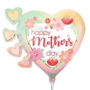 14" Happy Mothers Day Filtered Ombre - Pack of 10 - Mini Shape Foil Balloon - Air Fill Only