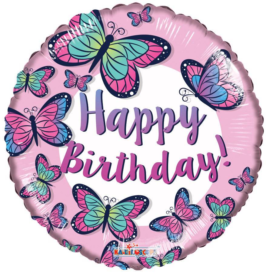 18" Happy Birthday - Butterflies (100ct) - Conver USA