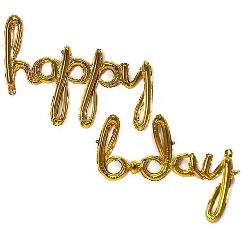 16" Balloon Banner - Gold Cursive Happy Birthday - Party America