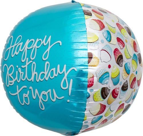 17" Sphere - Happy Birthday Cupcake