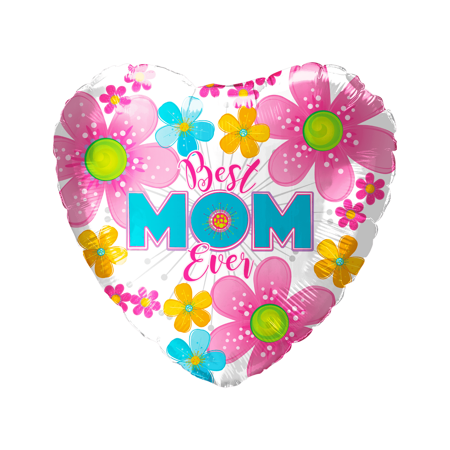 18" Best Mom Ever Flower Heart - 50ct - Party America