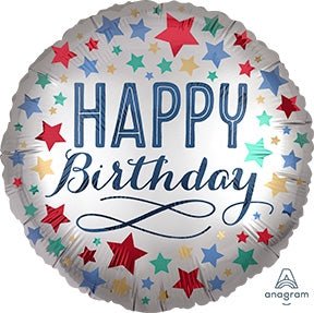 18" Birthday Satin with Stars