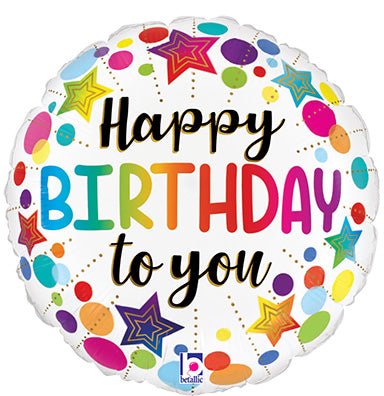 18" Birthday Stars and Dots - Holographic (10ct)
