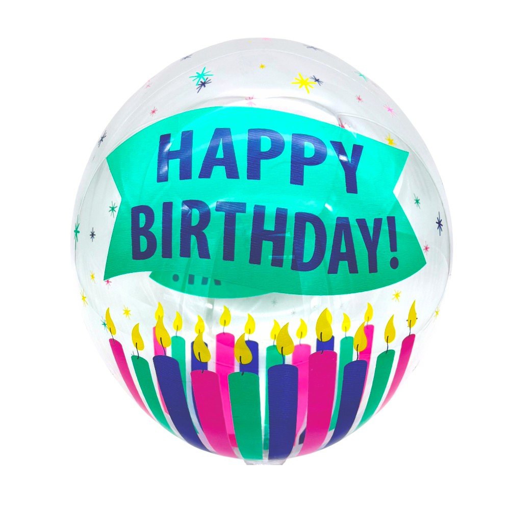 18" Bobo Clear Balloon - Happy Birthday Candles