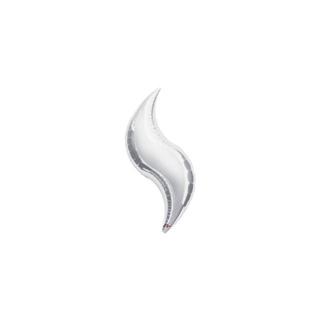 19" SILVER CURVE Foil Balloon - Package of 5 Air Fill ONLY - Valved