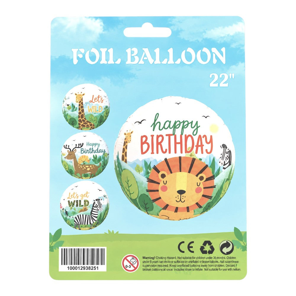 22" 3D Sphere - Happy Birthday Jungle Animals