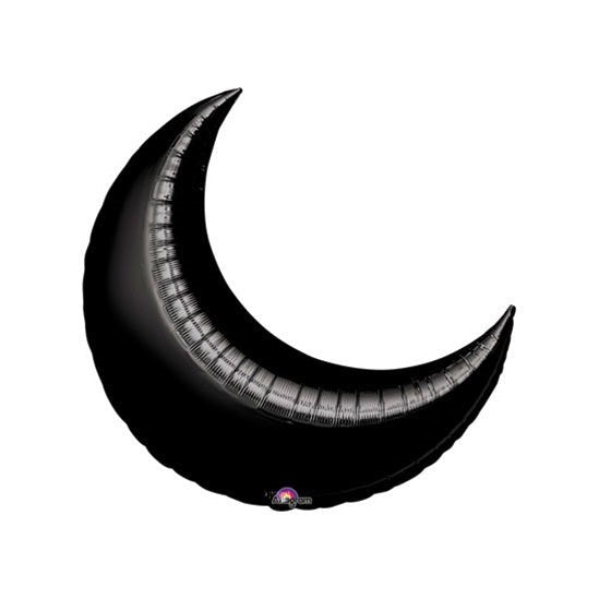 26" BLACK CRESCENT Foil Balloon - Package of 3 Helium or Air Fill - Valved