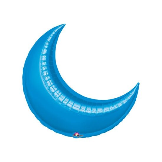 26" BLUE CRESCENT Foil Balloon - Package of 3 Helium or Air Fill - Valved