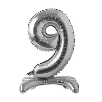 34" Standing Number Balloon - Silver