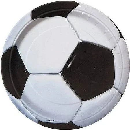 3D Soccer Round 7" Dessert Plates 8ct - Unique