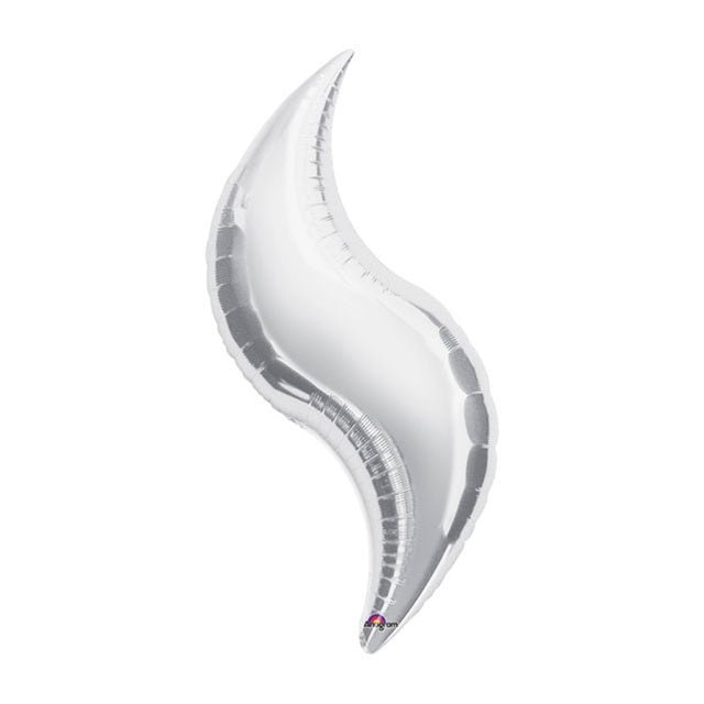 36" SILVER CURVE Foil Balloon - Package of 3 Helium or Air Fill - Valved