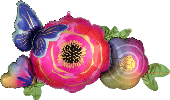37" Satin Infused Flower & Butterfly