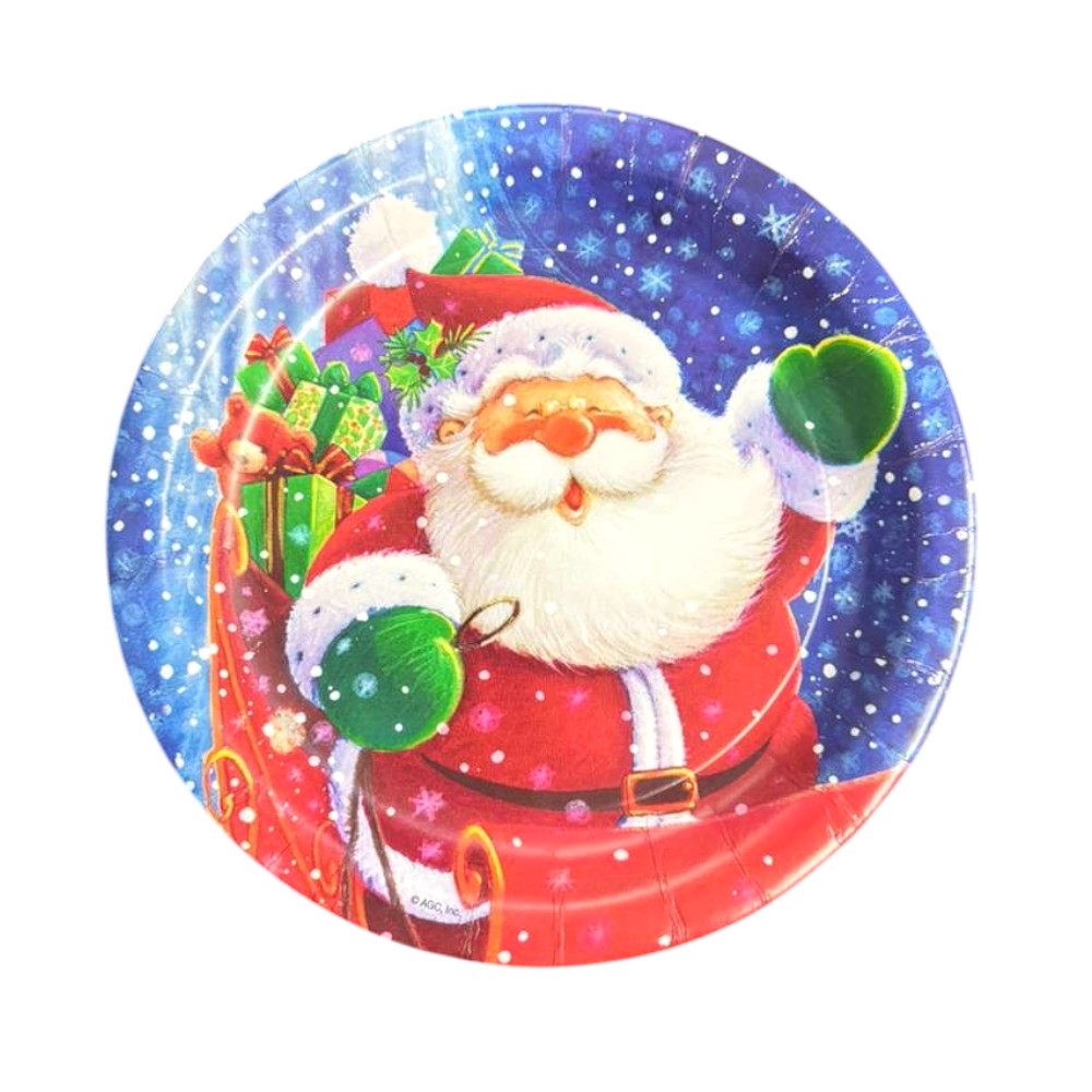 Platos de papel de 9" - Aquí llega Santa (8 unidades) - Hallmark