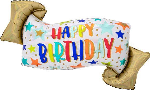 39" Happy Birthday Colorful Stars Banner