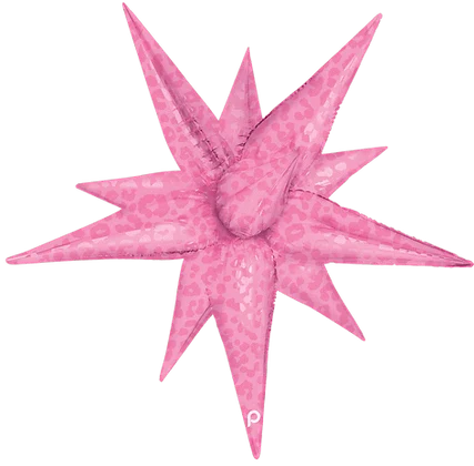 40" Dark Pink Matte & Shiny Leopard Print Starburst