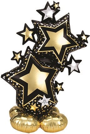 59" AirLoonz - Black & Gold Star Cluster