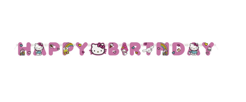 6.25' Hello Kitty and Friends "Happy Birthday" Jointed Banner - Unique