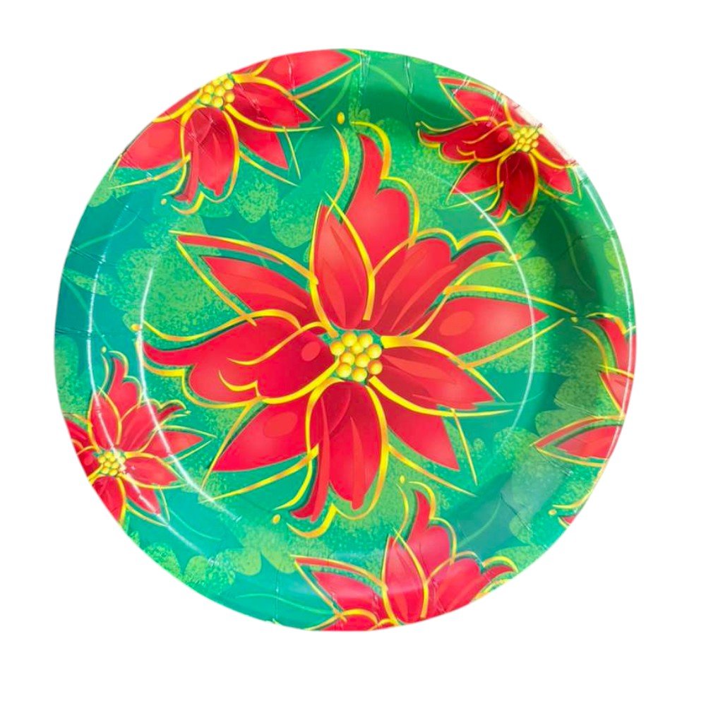 7" Paper Plates - Vintage Poinsettia (6ct)