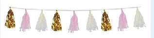 8' Tassel Garland - Pink and Gold