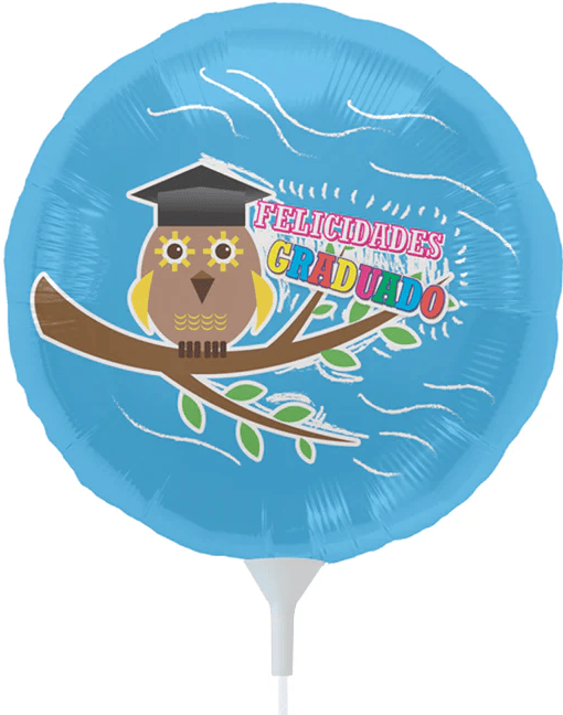 9" Felicidades Graduado with Owl Flat Round Foil Balloon 25ct