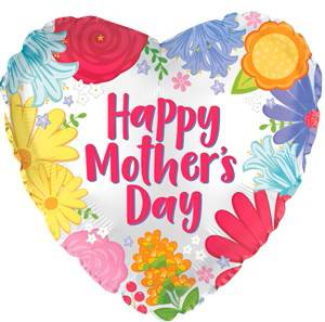 9" Happy Mother's Day in Flower Surround Round Balloon 100ct - CTI