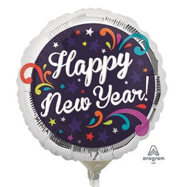 9" Happy New Year Swirls
