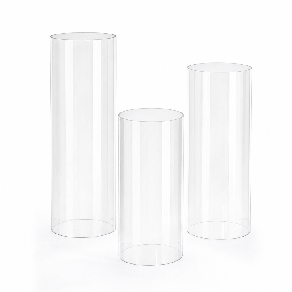 Round Clear Acrylic Cylinder Stand (Set of 3)- Natural Star Inc