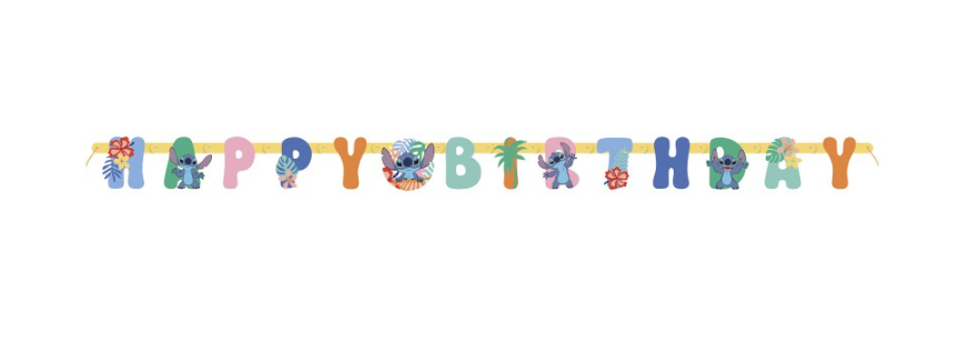 Disney Stitch "Happy Birthday" Jointed Banner - Unique