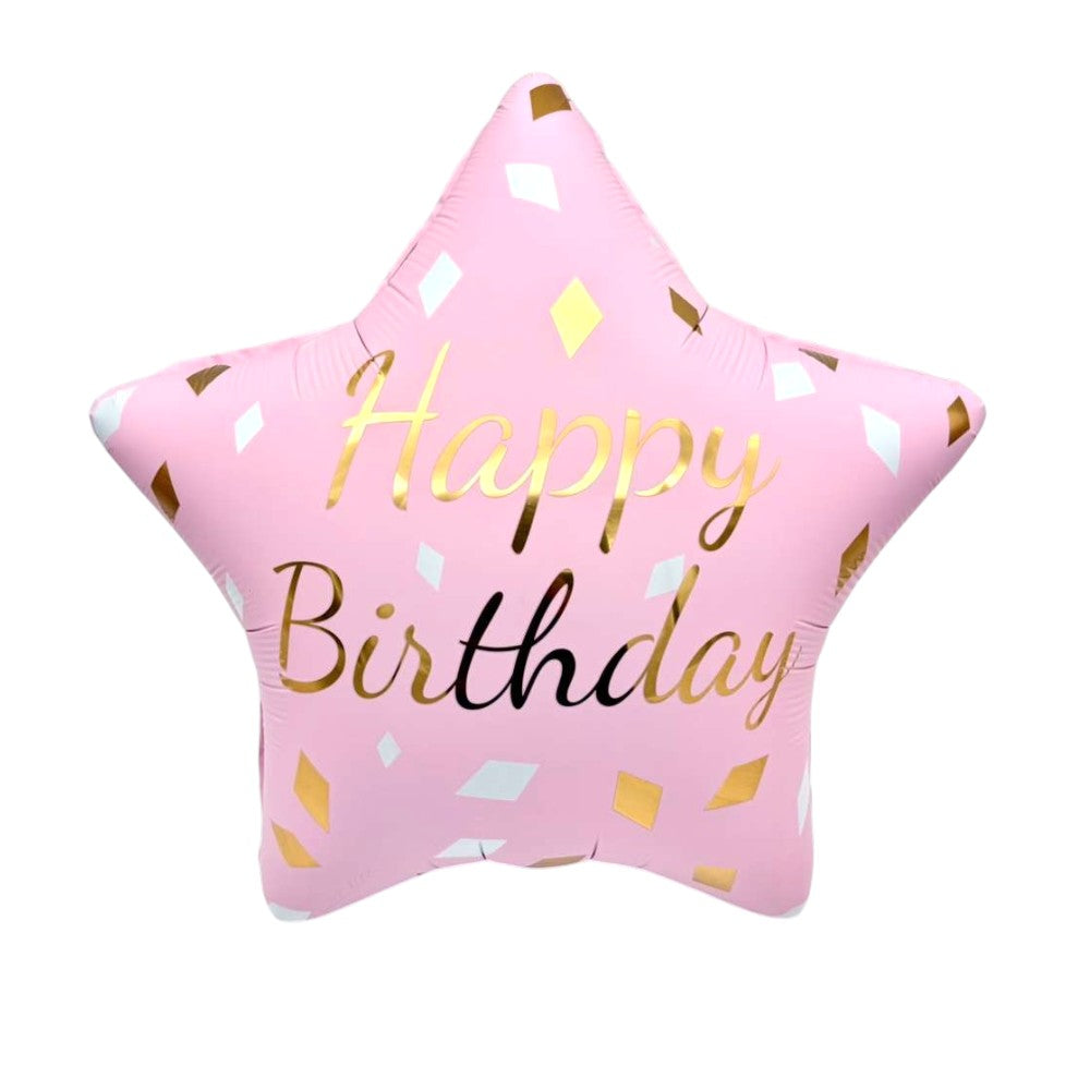 32" Pink Star Confetti - Happy Birthday (1ct) - Winner Party