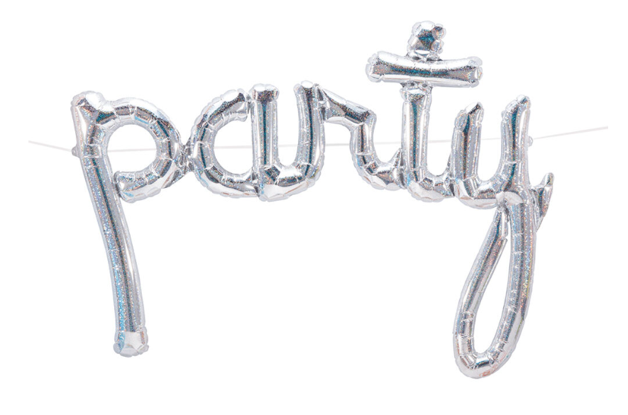 34" Party Script Balloon - Holographic Silver - Northstar Balloons