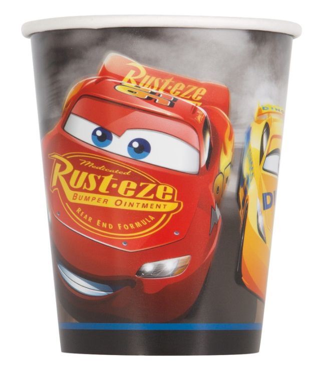 Vasos Disney Cars 3 de 266 ml (8 unidades) - Amscan