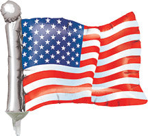 14" American FLAG - Mini Shape Foil Balloon - Pack of 10