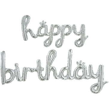 Balloon Banner - Cursive Happy Birthday