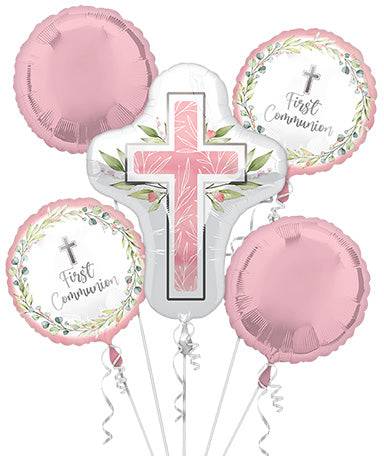 Balloon Bouquet - My First Communion Pink