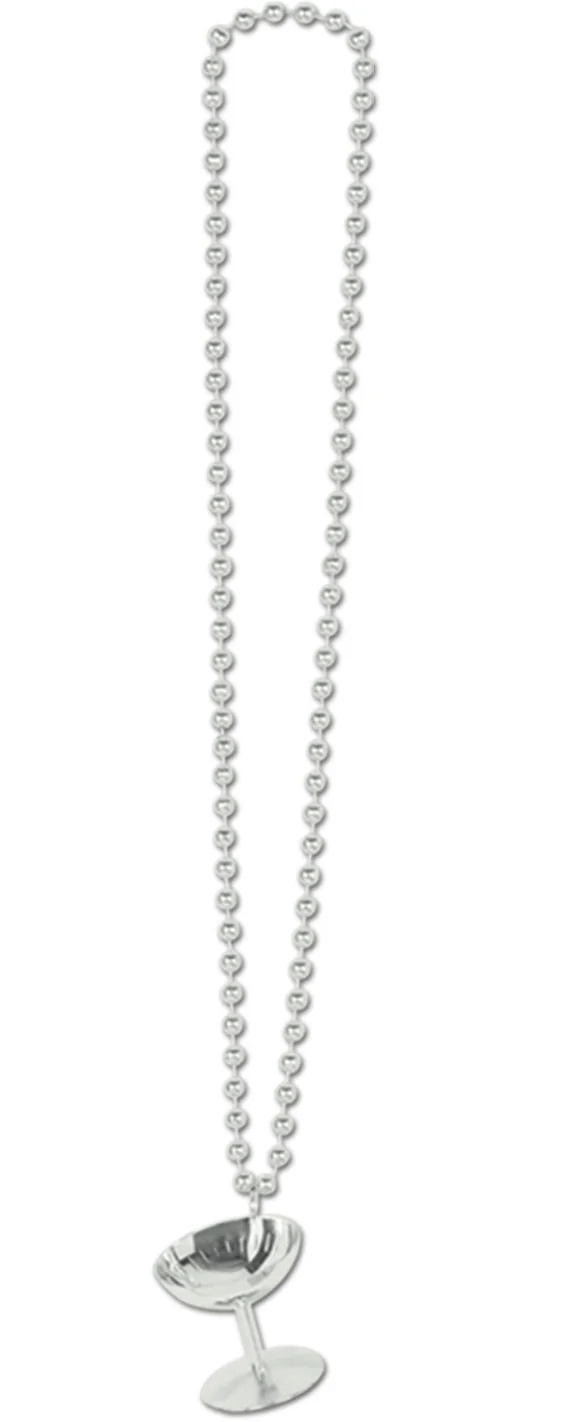 Bead Necklace with Champagne Glass