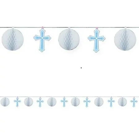 Christening Blue Honeycomb Garland 12ft