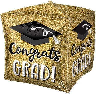 Congrats GRAD Sparkle CUBEZ Foil Balloon (PKG)