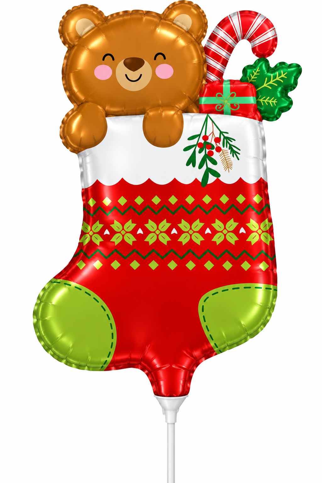 14" Little Bear Christmas Sock Foil Balloon (20ct)