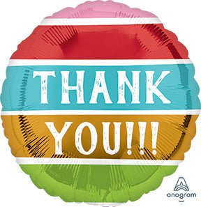 THANK YOU Striped Colors (PKG) - Standard HX - Round Foil Balloon