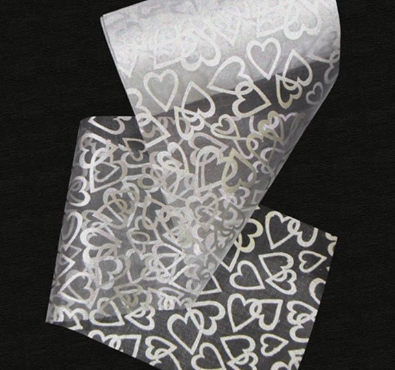 Tulle - Silver Foil Hearts