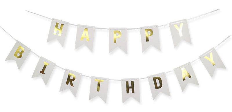 10' Banner - Gold Foil Happy Birthday - Borosino