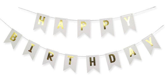 10' Banner - Gold Foil Happy Birthday - Borosino