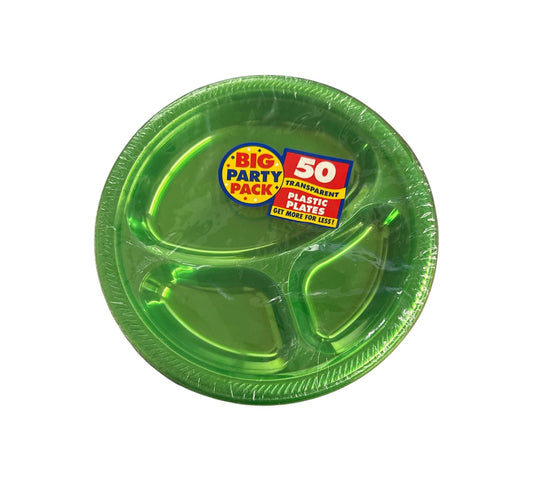 10.25" Green Plastic Compartment Plates (50 Count) Amscan