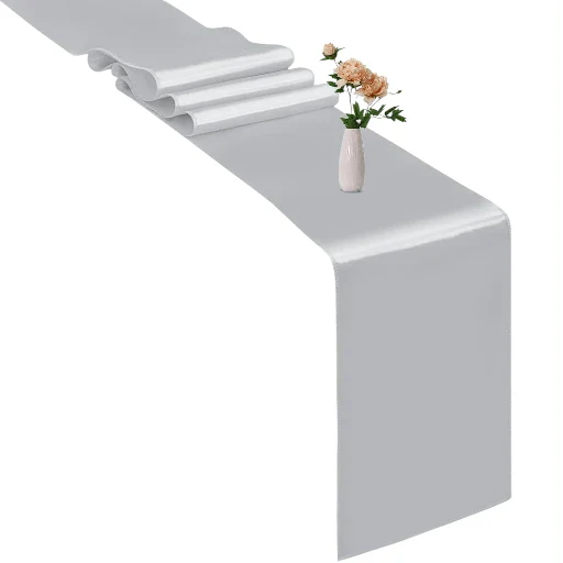108" Satin Fabric Table Runner - Silver
