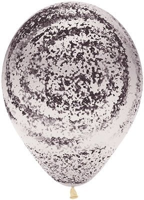 11” Black/Clear Graffiti Marble (50ct) - Sempertex