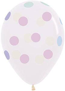 11" Crystal Clear Polka Dots Pastel (50ct) - Sempertex