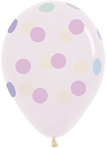 11" Crystal Clear Polka Dots Pastel (50ct) - Sempertex