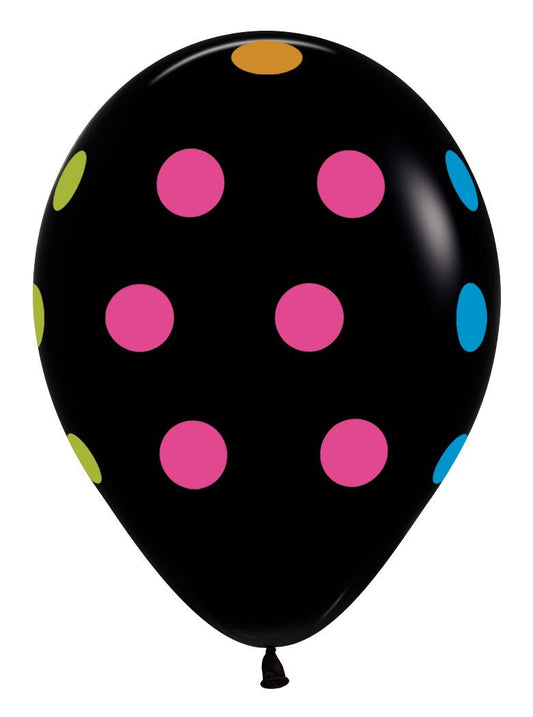 11" Neon Polka Dots on Black - Sempertex